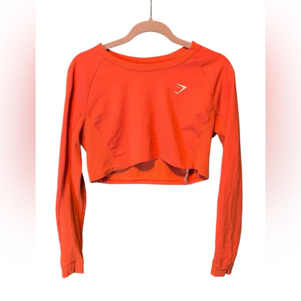 Gymshark Vital Seamless 2.0 Long Sleeve Crop Top Orange Marl Small Work Out